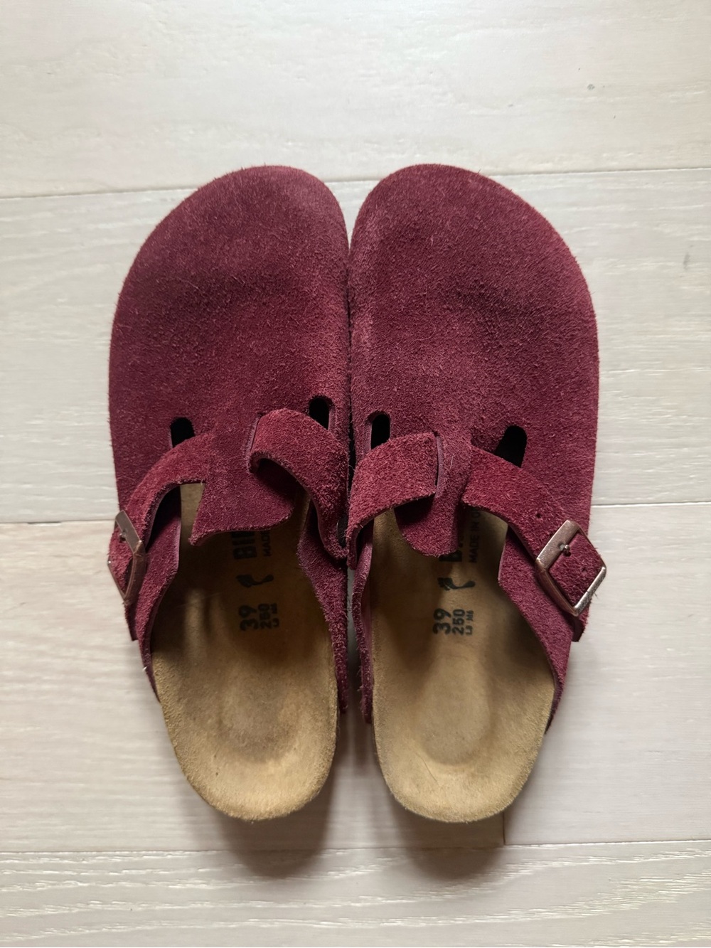 Birkenstock Burgundy Narrow Boston Loafer Clogs